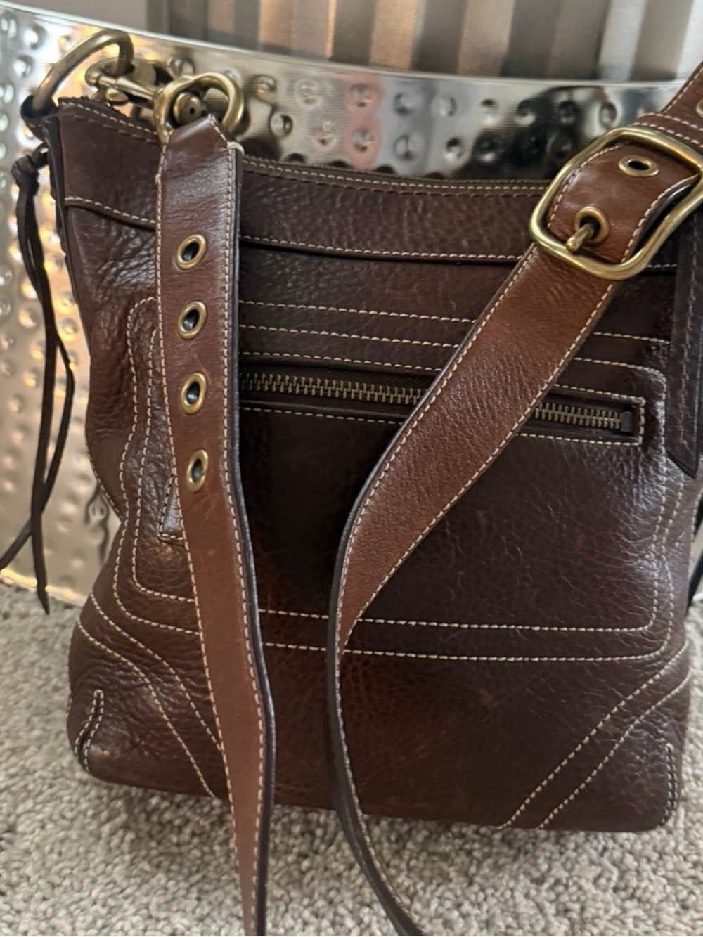 Brown Leather Crossbody Bag - Classic Men's Shoulder Bag